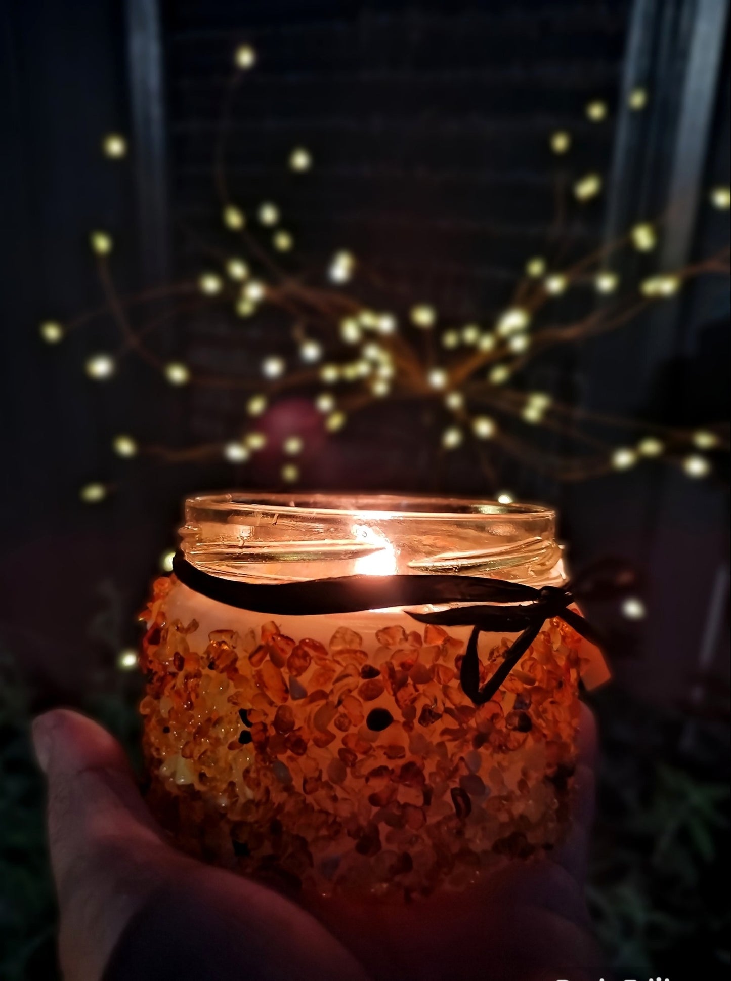 Svečturis ar dzintaru un sojas vaska sveci
