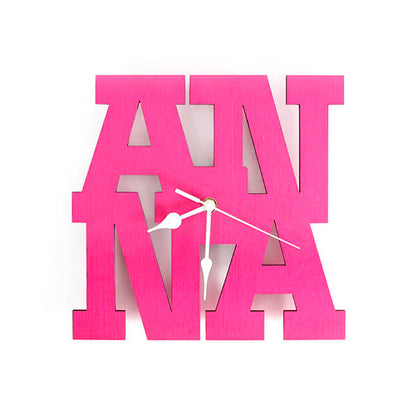 Vārda pulkstenis "Anna" rozā